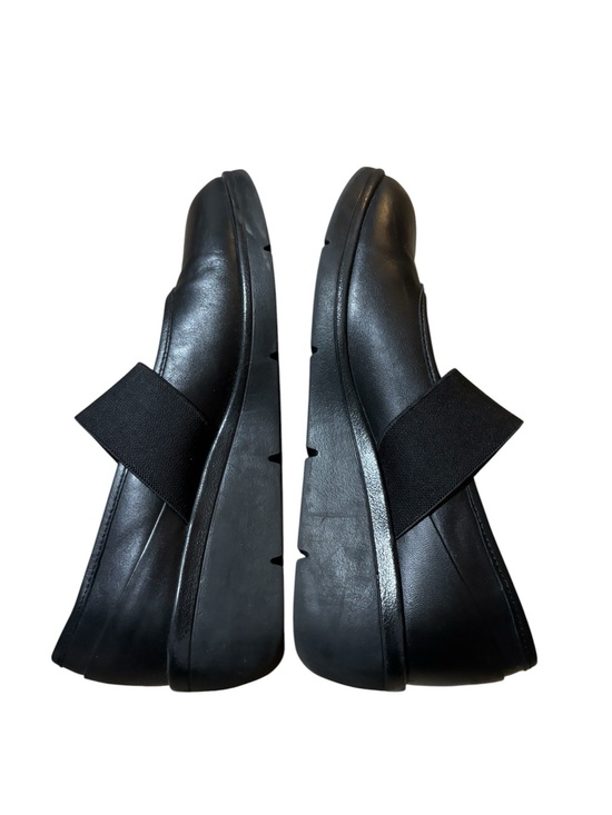 Fly London Dakota Mary Jane Wedge Slip On Black Leather EU Size 39
